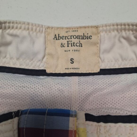Abercrombie & Fitch Swim Shorts Colorful Plaid Board Bottom Mens Small Tie Waist - Picture 8 of 9